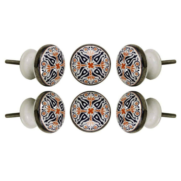 Set of Six Ceramic Tangier Cabinet Round Knob Multipack