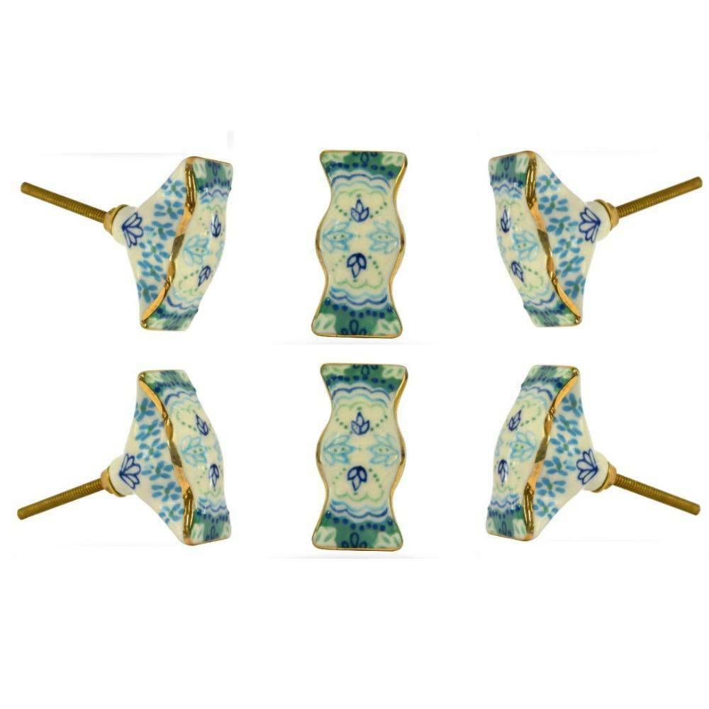 Set of Six Ceramic Wingmore Knobs Trinca Ferro