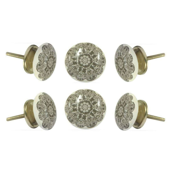 Set of Six Ceramic Solden Round Knob Multipack