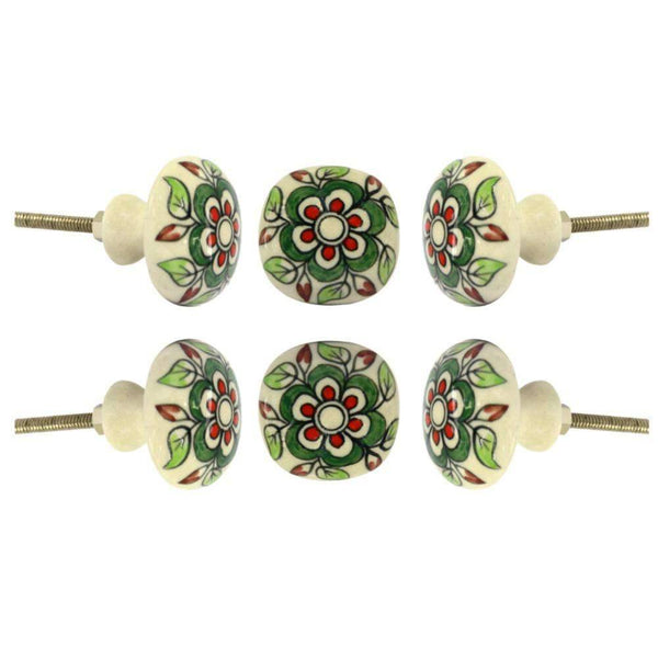 Set of Six Ceramic Escorial Cupboard Novelty Knob Multipack