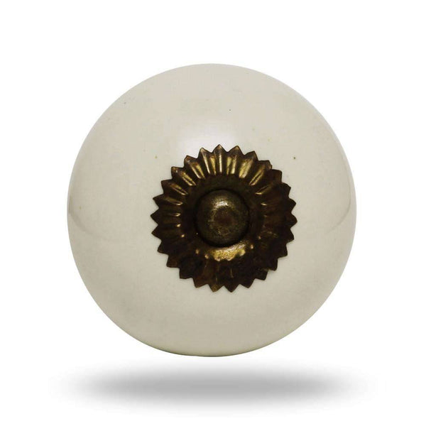 Set of Six Big Ceramic Tomato Knobs Cream Antique Finish