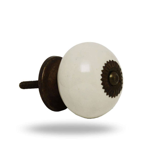 Set of Six Big Ceramic Tomato Knobs Cream Antique Finish
