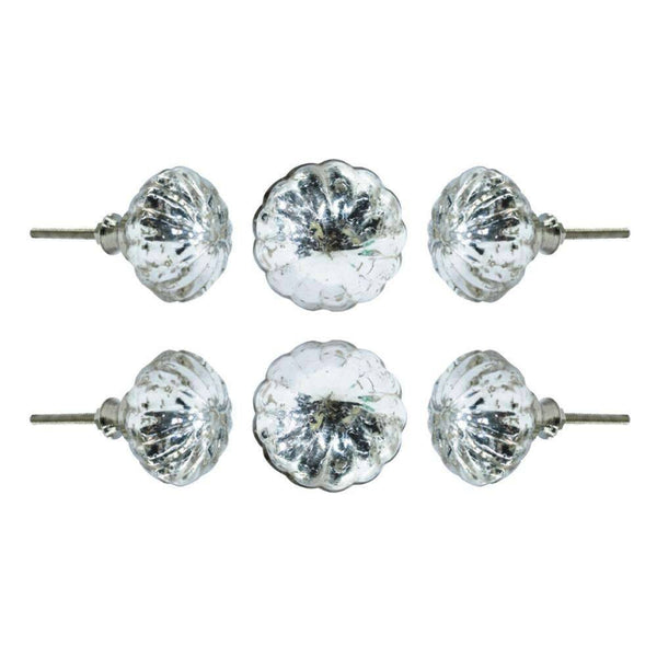 Set of Six Gludeca Mirror Glass Cupboard Round Knob Multipack