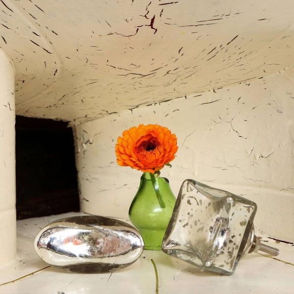 Set of Six Isola Mirror Glass Cabinet Square Knob Multipack / Finish: Silver