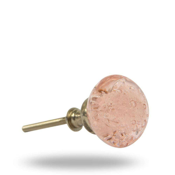 Set of 6 Glass Jones Bead Pink Knobs