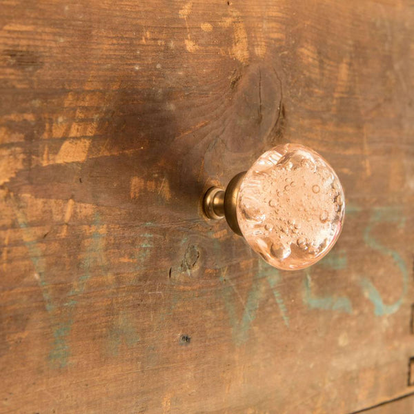 Set of 6 Glass Jones Bead Pink Knobs