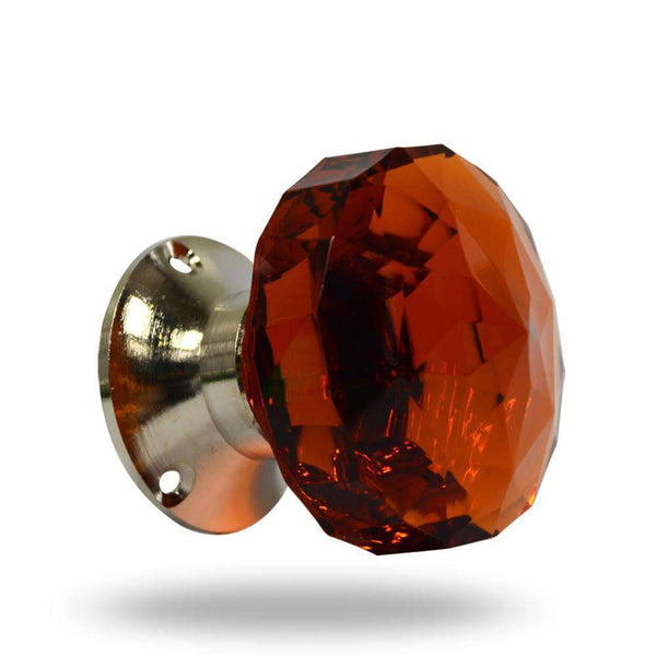 Cut Glass Mortice Knobs Dark Amber