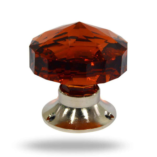 Cut Glass Mortice Knobs Dark Amber
