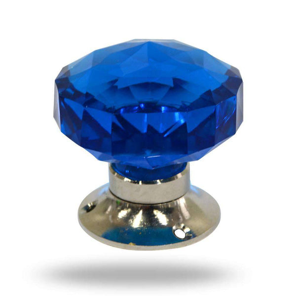 Cut Glass Mortice Knobs Dark Blue