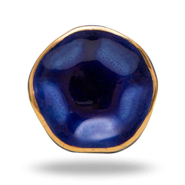 Set of Six Ceramic Jordan Novelty Knob Multipack / Finish: Dark Blue/Golden