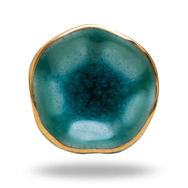 Set of Six Ceramic Jordan Novelty Knob Multipack / Finish: Turquoise/Golden