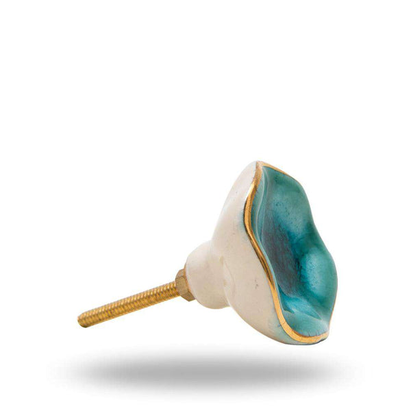 Set of Six Ceramic Jordan Novelty Knob Multipack / Finish: Turquoise/Golden