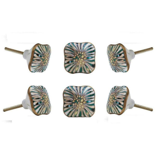 Set of Six Salah Ceramic Square Knob Multipack