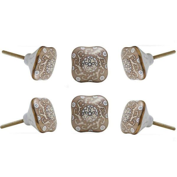 Set of Six Amgel Square Ceramic Knobs
