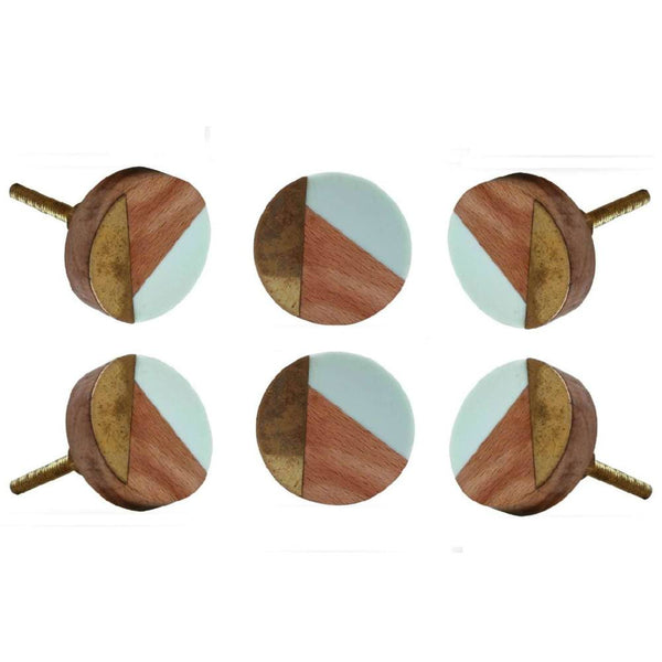 Set of Six Round Adington Knob Light Blue