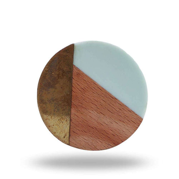 Set of Six Round Adington Knob Light Blue