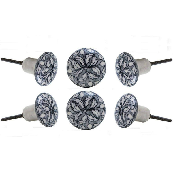 Set of Six Sarna Ceramic Round Knob Multipack