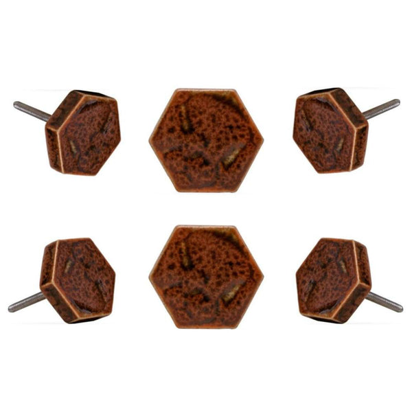 Set of 6 Ceramic Kino Knobs orange