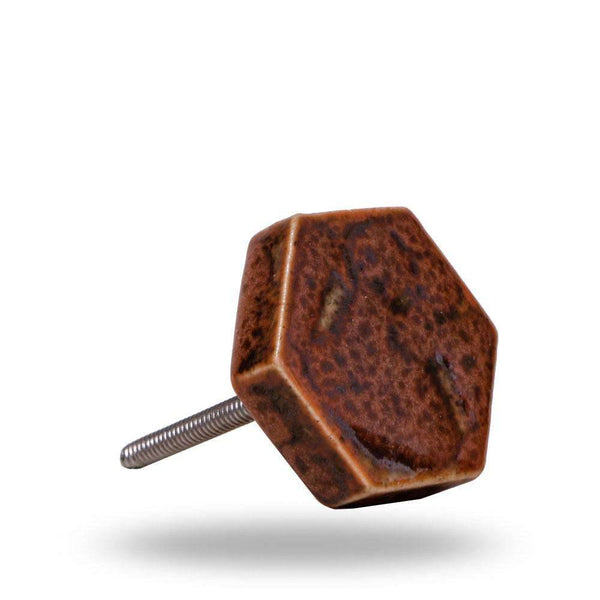 Set of 6 Ceramic Kino Knobs orange