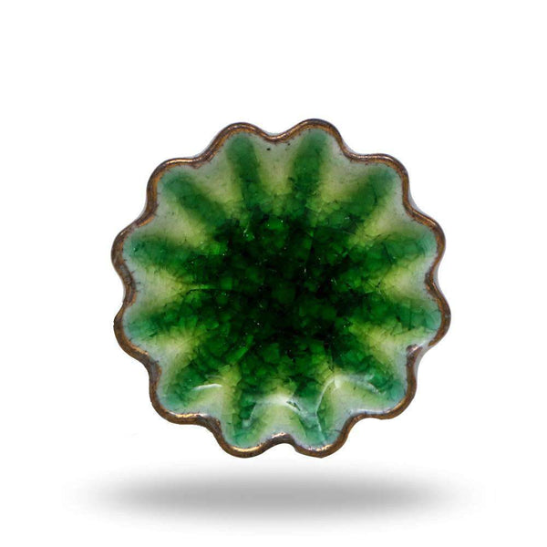 Set of Six Alice Ceramic Crackle Knobs Green