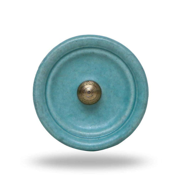 Set of 6 Ceramic Trefor Knobs Turquoise