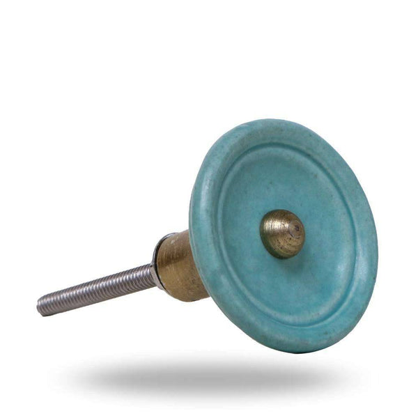 Set of 6 Ceramic Trefor Knobs Turquoise