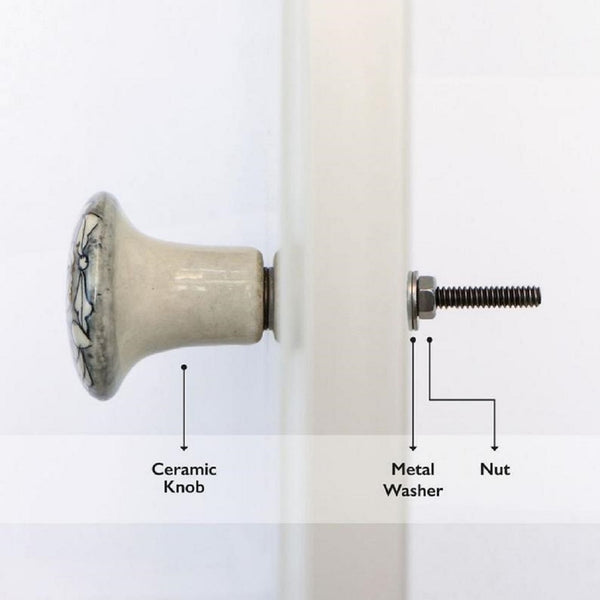 Set of Six Mixed Colour Alice Ceramic Crackle Knobs