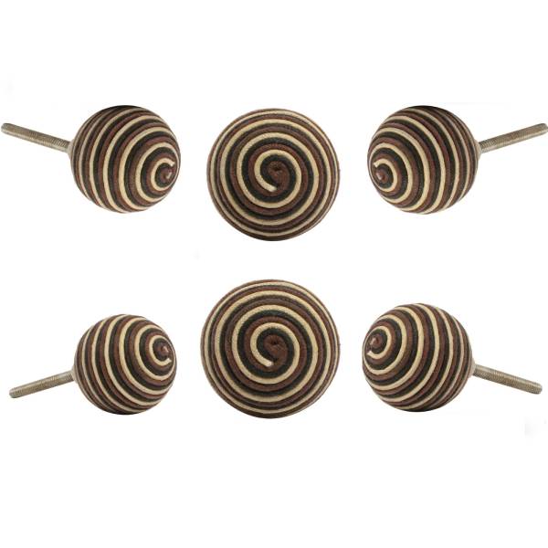 Terance Cord Spiral Knob Mixed Pattern Set of Six