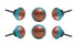 Set of Six Mundota Copper and Wood Round Knob Multipack
