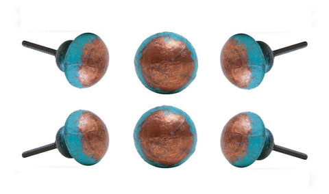 Set of Six Mundota Copper and Wood Round Knob Multipack