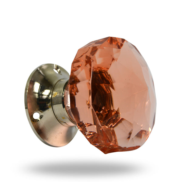 Cut Glass Mortice Knobs Pink