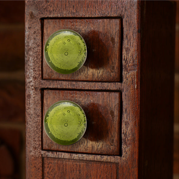 Bubble Glass Mortice Knobs Dark Green
