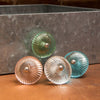 Ribbed Round Glass Cupboard Dresser Pull Set of 6 Blue