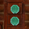 Set of 6 Kember Green Glass Knobs