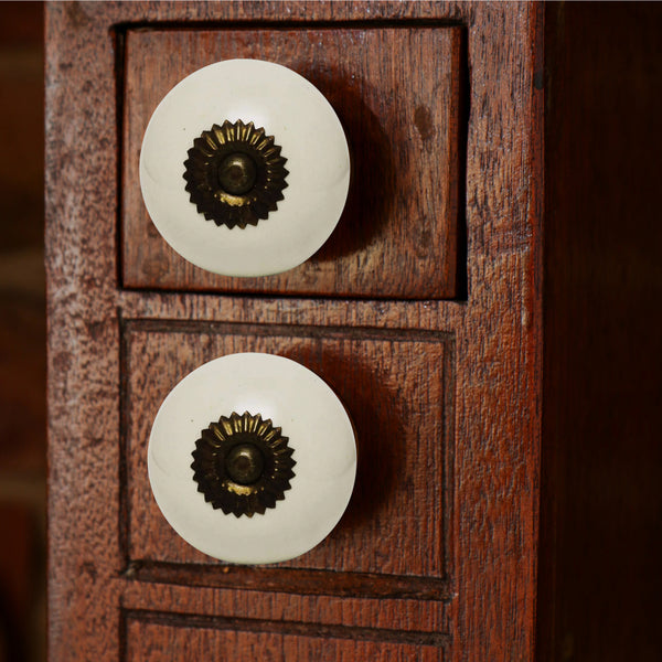 Set of Six Big Ceramic Tomato Knobs Cream Antique Finish