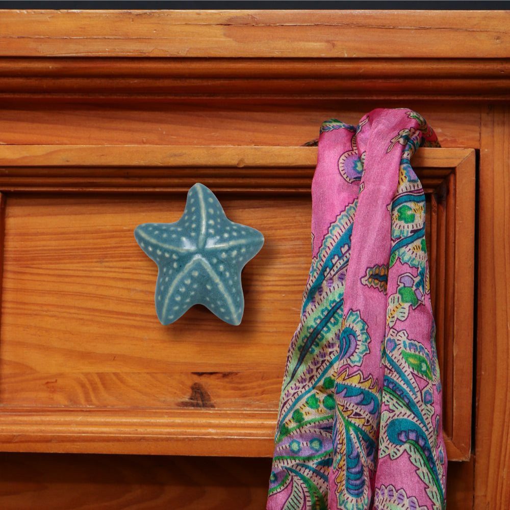 Colorful Starfish Ceramic Dresser Knobs - Decorative Drawer & Cabinet Pulls For Kitchen, Bathroom