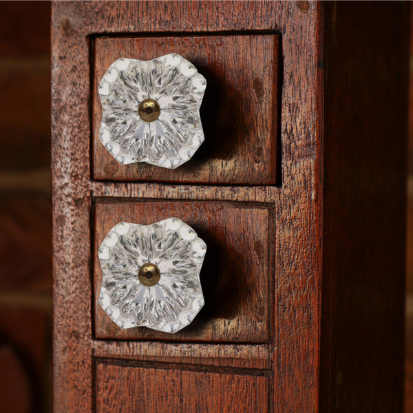 Set of six Hobery Glass Knob Clear