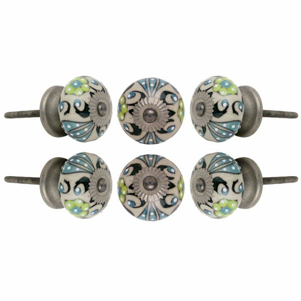 Set of Six Ceramic Talid Round Knob Multipack