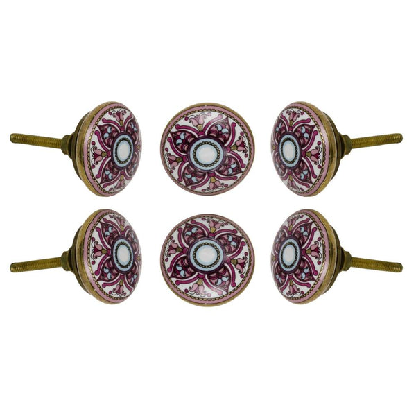 Set of Six Ceramic Cairo Round Knob Multipack