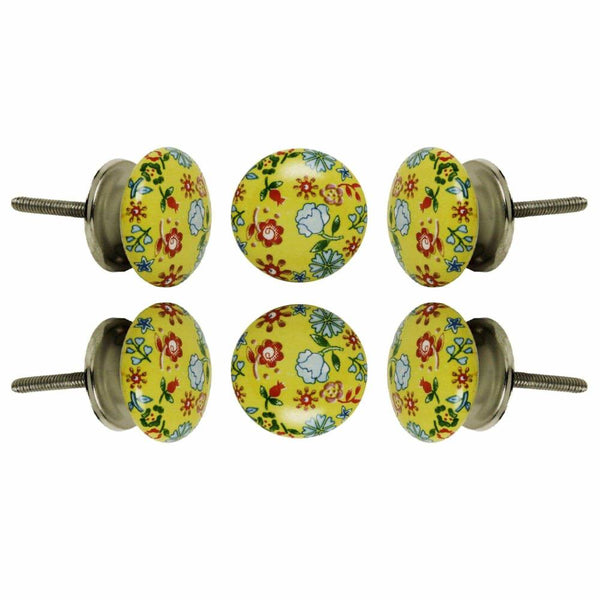 Set of Six Ceramic Field Round Knob Multipack