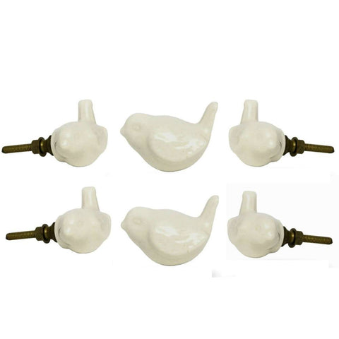 Set of 6 Ceramic Dove Knobs