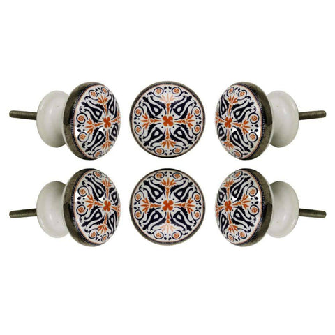 Set of Six Ceramic Tangier Cabinet Round Knob Multipack