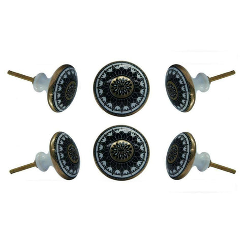 Set of Six Ceramic Jamil Round Knob Multipack