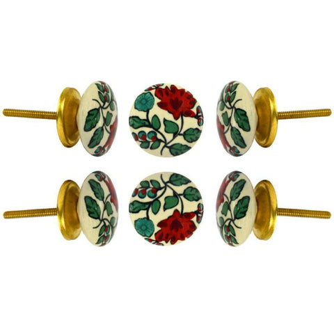 Set of Six Ceramic Plucks Cabinet Round Knob Multipack
