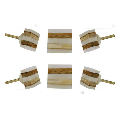 Set of Six Striped Bone Square Knob Multipack