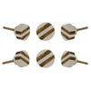 Set of Six Striped Bone Round Knob Multipack