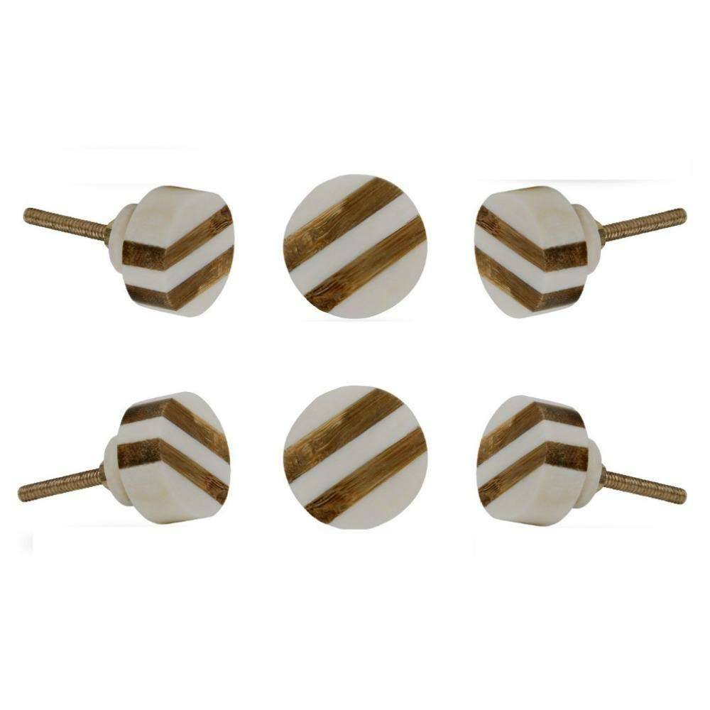 Set of Six Striped Bone Round Knob Multipack Trinca Ferro