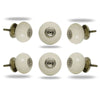 Set of Six Big Ceramic Tomato Knob Cream Chrome Finish