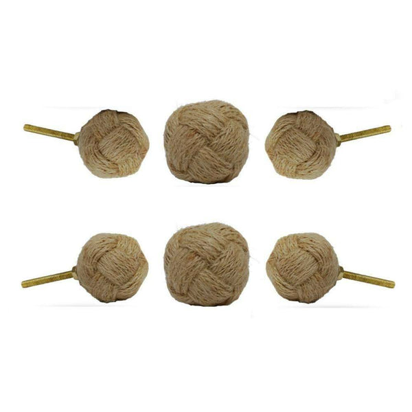 Set of Six Full Knot Jute Round Knob Multipack