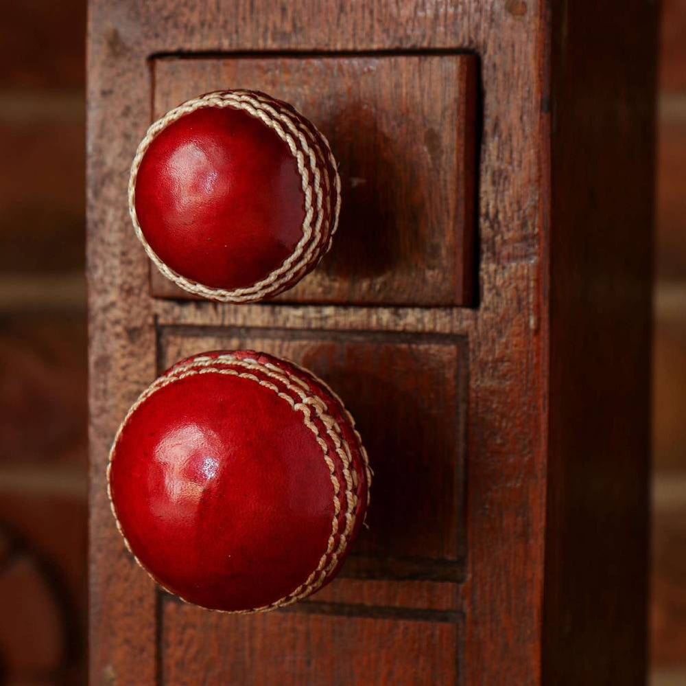 Set of Six Leather Cricket Ball Knobs Large Trinca Ferro